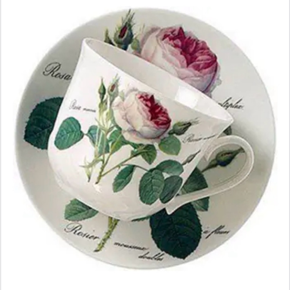 Roy Kirkham Redoute Rose Breakfast Cups/ Saucer (Set of 2)